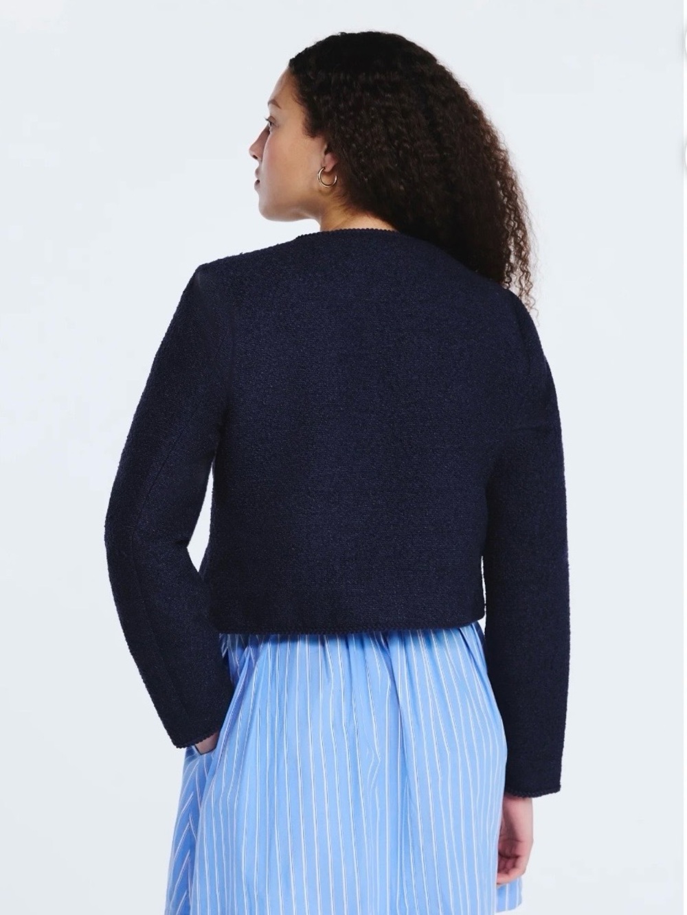 NWT! Free Assembly Classic Navy Bouclé Button Jacket. Large. - Picture 5 of 7